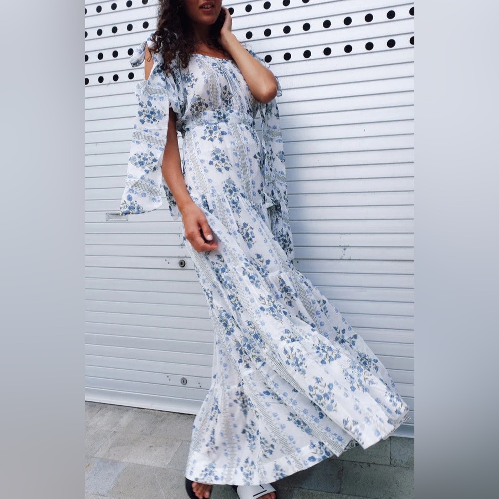 Innika Choo Voile Maxi Dress with Ties